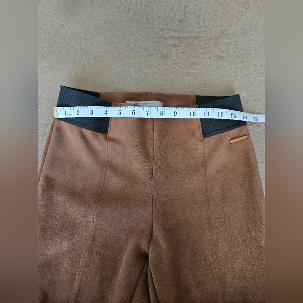 Women's Faux Suede Pants with Black Waistband - Picture 2 of 5